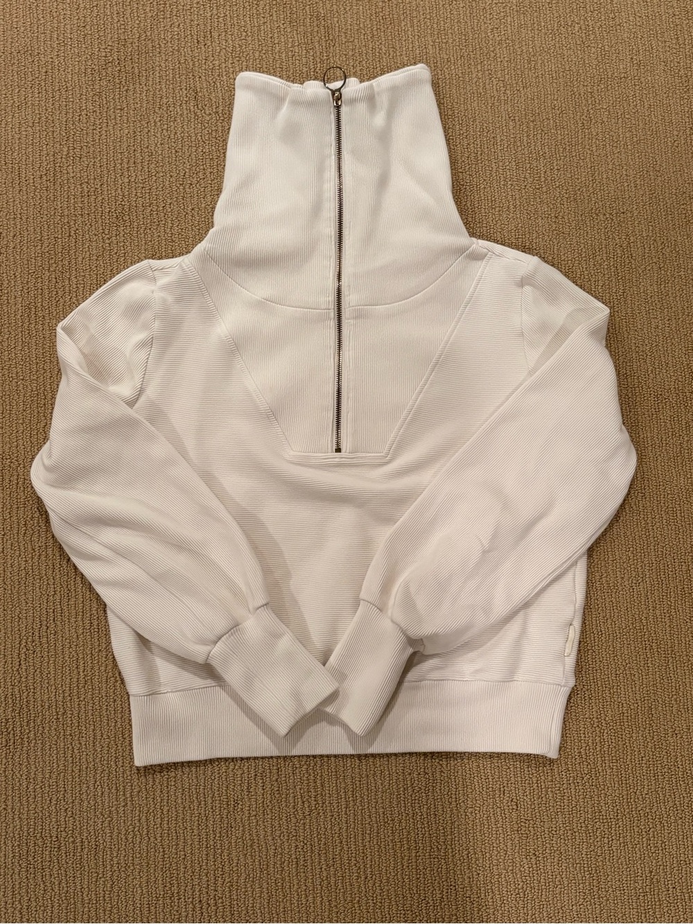 Varley White Half-Zip Funnel Neck Sweatshirt